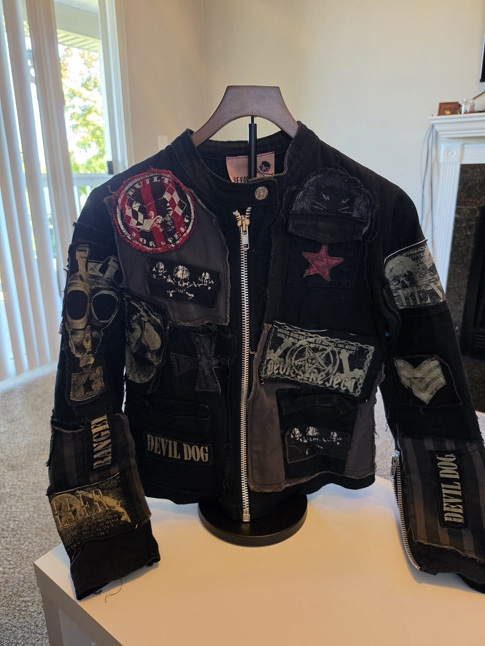 Trash & Vaudeville NYC Punk Patchwork Distressed Jacket Medium